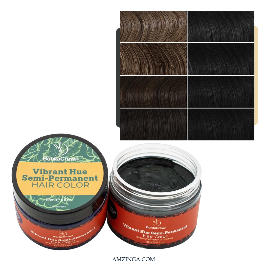 Mysterious Black Semi-Permanent Hair Color – BonitaCrown 4oz | Professional Use Hair Dye with Nourishing Oils | Vibrant, Long-Lasting Color | Made in USA