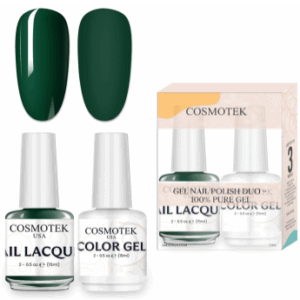Brunswick Green #1d4938 Nail Polish Set | Professional-Use Gel & Lacquer Duo by Cosmotek USA, Ideal for Salons, Nail Technicians, and Long-Lasting Wear