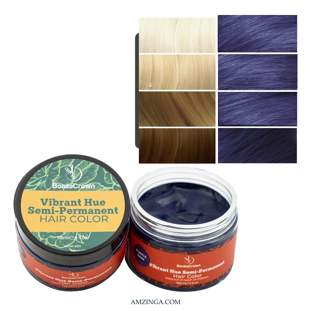Purple Rain Semi-Permanent Hair Color – BonitaCrown 4oz | Professional Use Hair Dye with Nourishing Oils | Vibrant, Long-Lasting Color | Made in USA