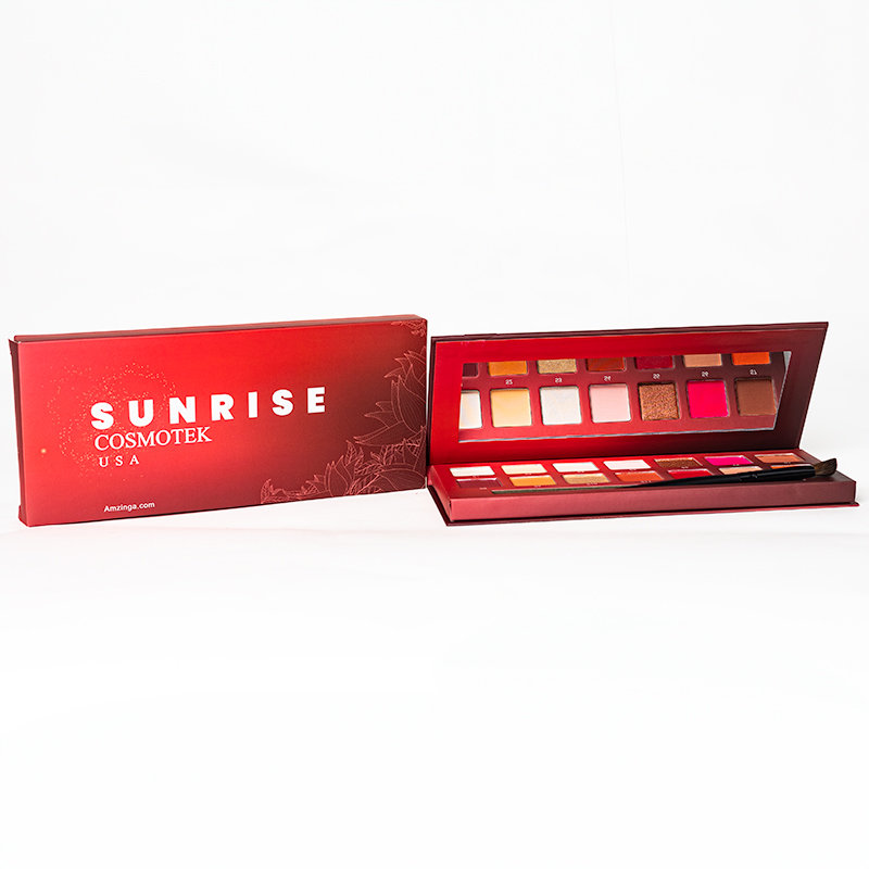 Professional 14 Colors Nude Eyeshadow Palette Long Lasting Multi Reflective Shimmer Matte Glitter Pressed Pearls Eye Shadow Makeup Pallet Kit included Brush - SUNRISE