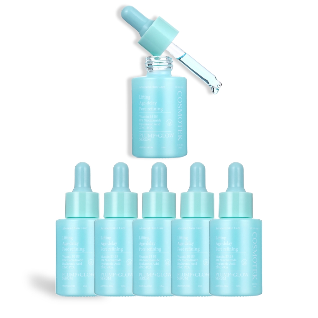 6 - Plump + Glow Face Serum – (Vitamin B3) Facial Serum with Hydrating Hyaluronic Acid; Refine & Balance Skin + Minimize Pores, Clean Dermatologist-Tested Skin care, Bonus