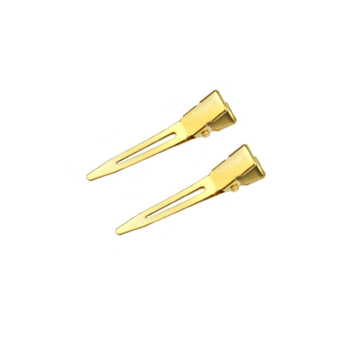 12 PCS/PACK 1.75 Inches Single Prong Curl Clips Metal Alligator Hair Pins Duckbill Hairpins Professional Hairclips for Hair Extensions Salon Styling, Golden