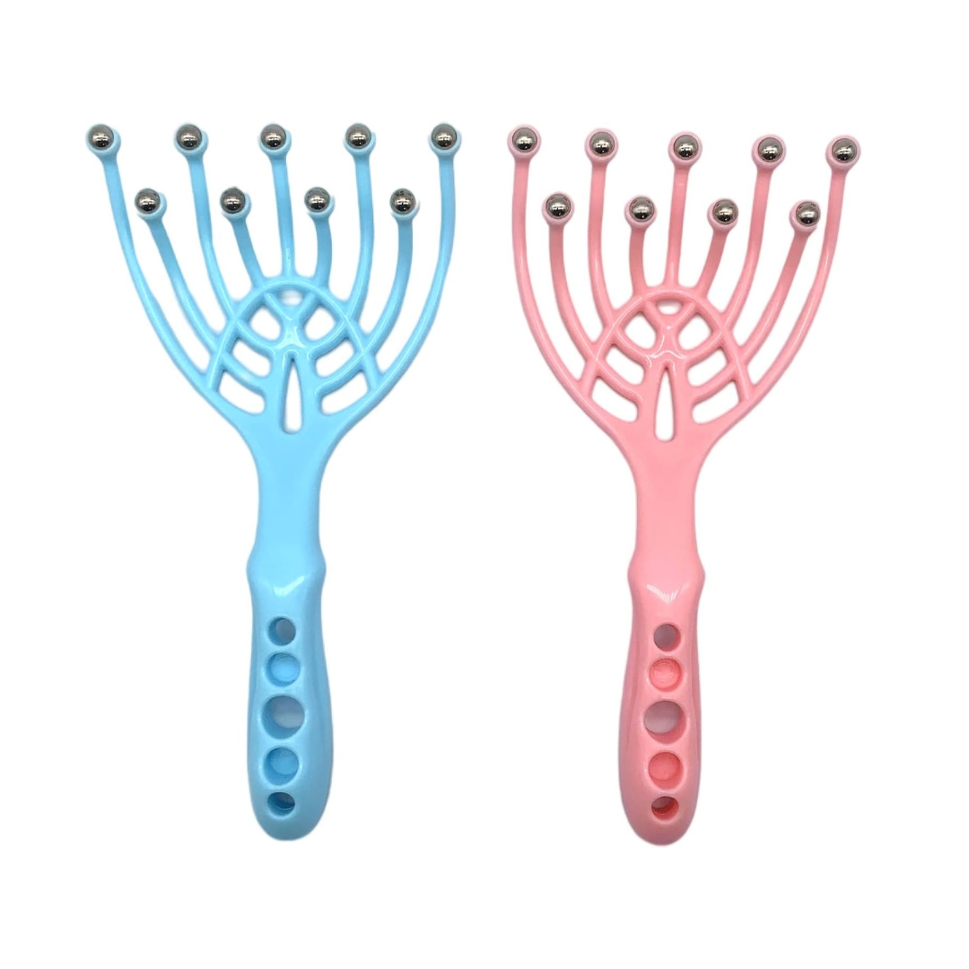 Scalp Massager, Handheld SPA Head Massager, 9 Claws Massage for Hair Growth, Deep Stress Relax, Office Home SPA Parents Gift Pink+Blue, 2 Pack