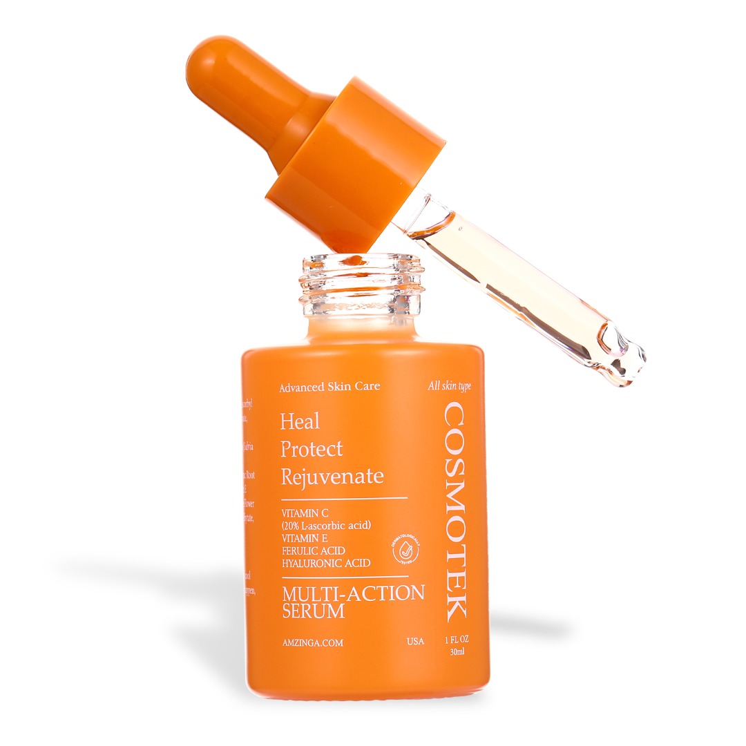 Multi-Action Serum, Vitamin C Serum for Face – Anti Aging Face Serum with Vitamin C, Hyaluronic Acid, Vitamin E – Brightening Serum for Dark Spots, Even Skin Tone, Eye Area, Fine Lines & Wrinkles