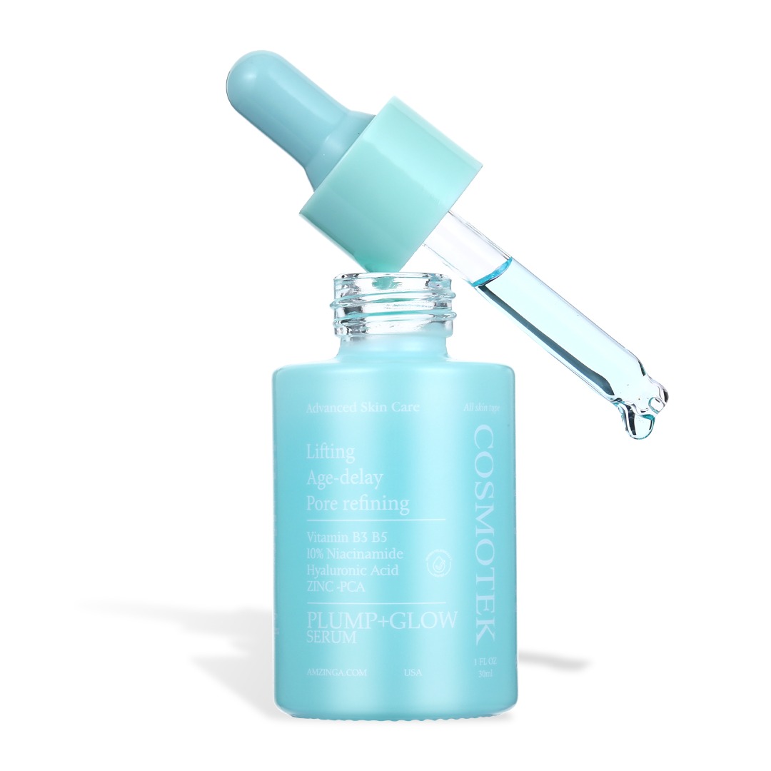 Plump + Glow Face Serum - (Vitamin B3) Facial Serum with Hydrating Hyaluronic Acid; Refine & Balance Skin + Minimize Pores, Clean Dermatologist-Tested Skin care, Bonus