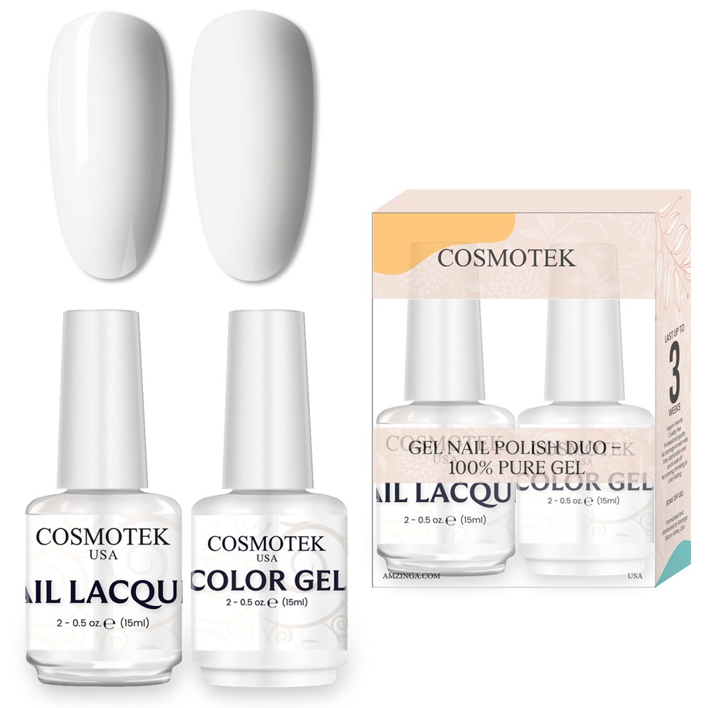 Platinum #e3e3e1 Nail Polish Set | Professional-Use Gel & Lacquer Duo by Cosmotek USA, Ideal for Salons, Nail Technicians, and Long-Lasting Wear
