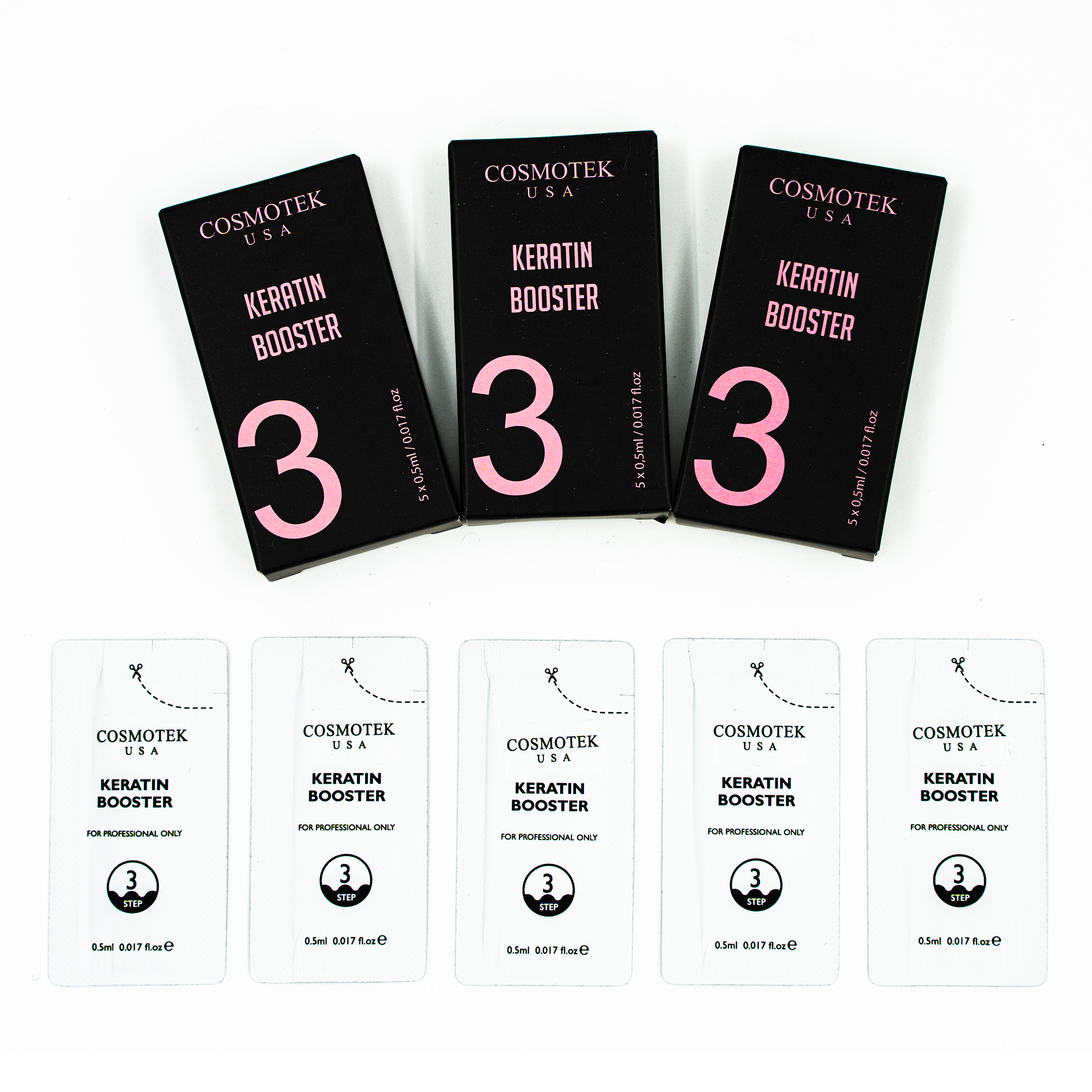 Lash Lift Kit,Separate Steps Products for Salon or at Home Step 3 – Keratin Booster (Set of 3)