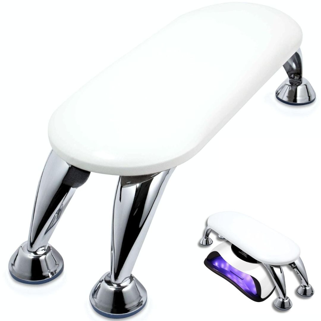 White - Big Nail Arm Rest Cushion – Pink Microfiber Leather Hand Pillow for Nail Techs, Manicures & Pedicures – Detachable Nail Art Hand Rest Stand for Acrylic, Gel & Toenail Work