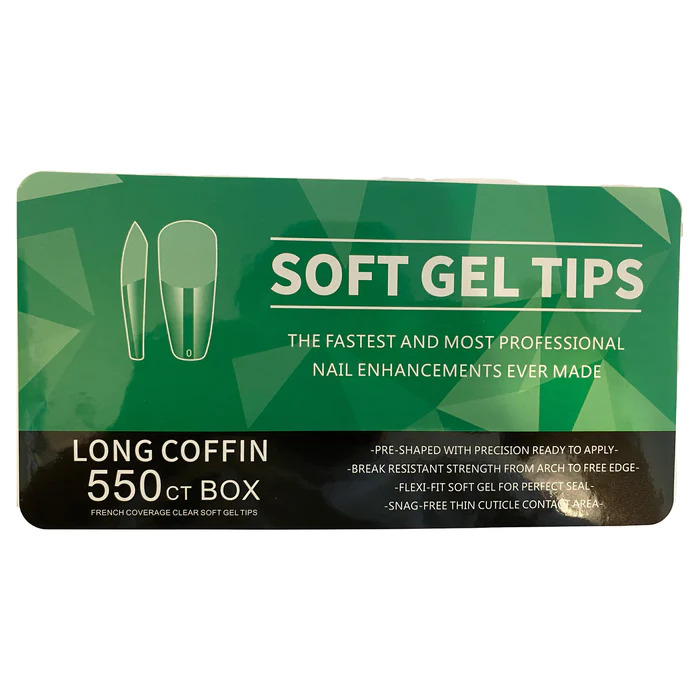 550 Pcs Full Cover Nail Tips for Soak Off Nail Tips Clear Pre-buff PMMA False Press on Gelly Nail Tips with Case for Nail Salons and DIY Nail Art,11 Sizes - soft Gel Nail Tips Long Coffin