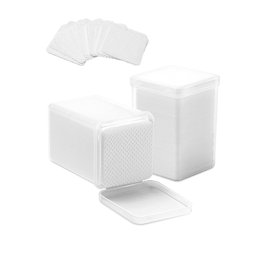 2 Boxes/200pcs each Lint Free Nail Wipes Removal Tool, Non-Woven Fabric Lash Glue Cleaner Pads for Eyelash Extension Supplies and Nail Polish Removers White