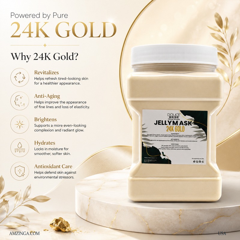 DOUCE BRISE 24K Gold Jelly Mask – Clinical Skincare Revitalizing & Anti-Aging Treatment – Firming Gold Gel Face Mask for Uneven Skin Tone, Dullness & Loss of Elasticity – Korean Beauty, Spa Quality Skincare, Large 23 fl. oz. Jar, Luxury Gift for Women