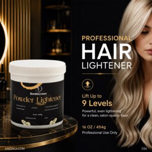 Professional Hair Bleaching Powder by BonitaCrown – Powder Lightener with Rich Creamy No-Drip Formula, Dust-Free, Moisture Enriched, On-Scalp & Off-Scalp Application, 16 oz / 454g