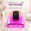 Cordless UV LED Nail Lamp 90W, Rechargeable UV Light for Gel Nails with Metal Base, Auto Sensor and 4 Timer Settings, Salon Quality UV Nail Light
