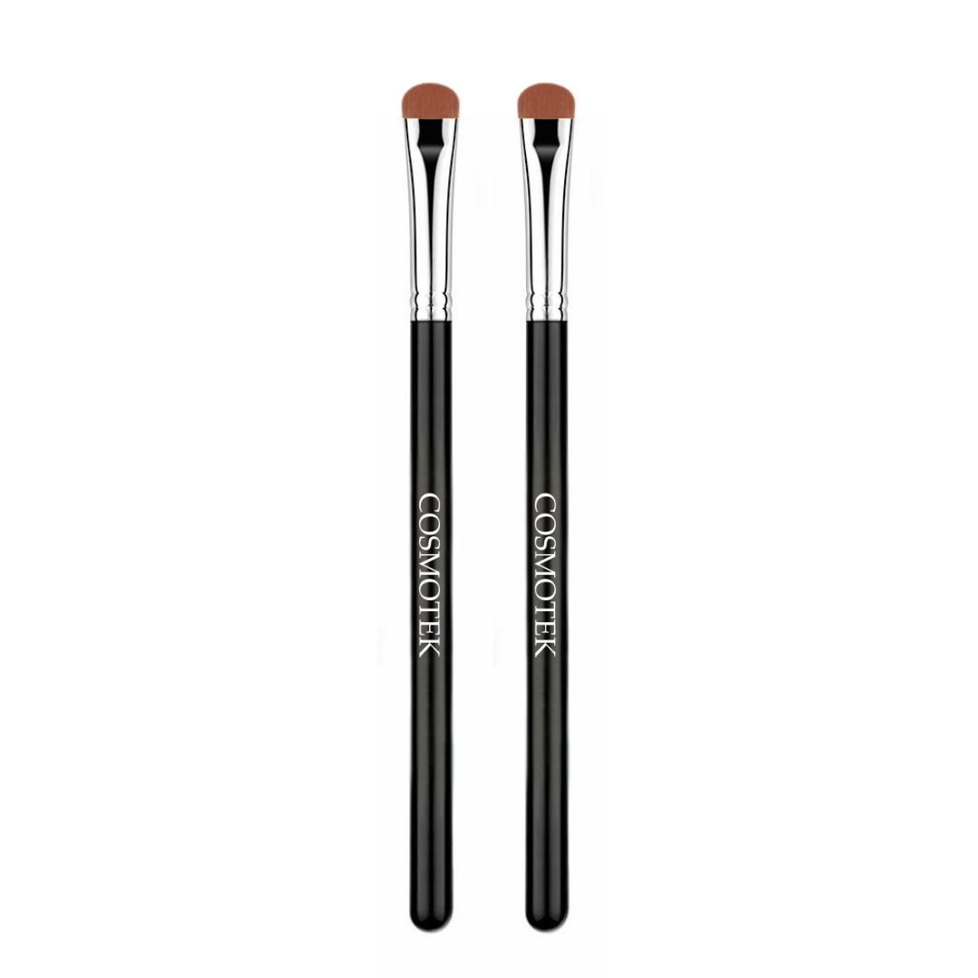 2 Brushes - Cosmotek Flat Eyeshadow Brush – Precision Packing Brush for Shimmer & Matte Shadows – Soft Synthetic Bristles for Blending, Detailing & Cut Crease (Copy)