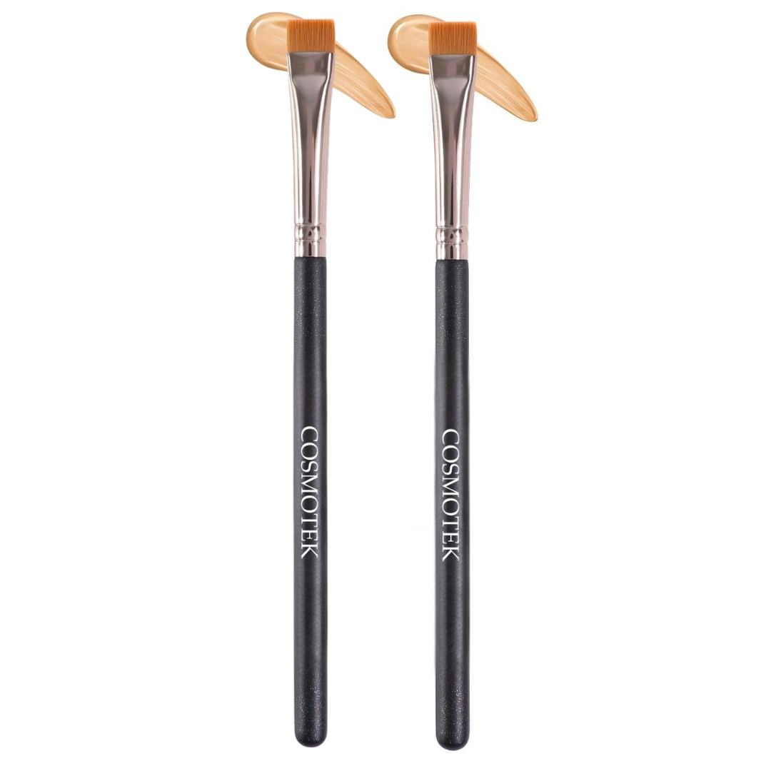 2 Brushes - Cosmotek Thin Eyeliner & Brow Brush – Precision Flat Angle Brush for Eyeliner, Eyebrows, and Eyeshadow – Soft Synthetic Bristles, Smudge & Detail Makeup Tool (Copy)