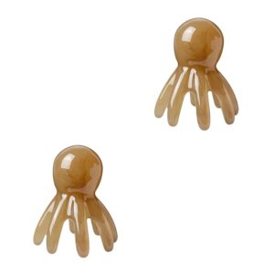 2Pcs Light Brown Resin Scalp Comb Octopus Brush Portable Hair Tool for Scalp Care and Relaxation