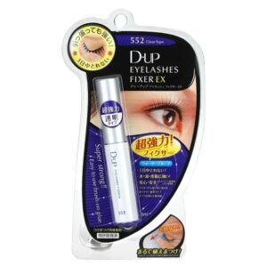 D-UP Eyelashes Fixer EX 552 Clear Type lash glue. Strong hold, waterproof formula, brush-on applicator for easy false lash application. 5ml.