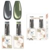 Cosmotek Cat Eye Duo Gel Set: Midnight Slate & Moss                        Cosmotek Cat Eye Duo Gel Set - CTK-D02 – Premium Magnetic Gel Polish with Charcoal Grey & Olive Gold Shimmer (2 x 15ml)