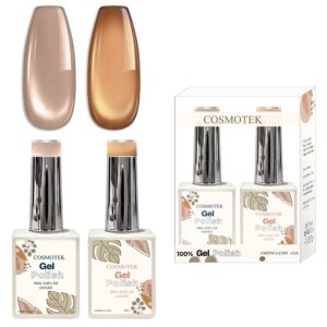 Cosmotek Cat Eye Duo Gel Set: Champagne & Caramel                        Cosmotek Cat Eye Duo Gel Set - CTK-D06 – Premium Magnetic Gel Polish with Champagne Nude & Warm Caramel Shimmer (2 x 15ml)