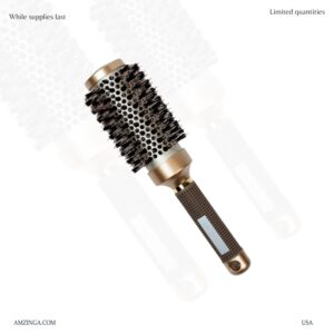 Round Hair Brush with Boar Bristle, Ionic Tech Ceramic Hairbrush Professional Barrel Brush for Drying, Curling, Styling (2.9 inch)