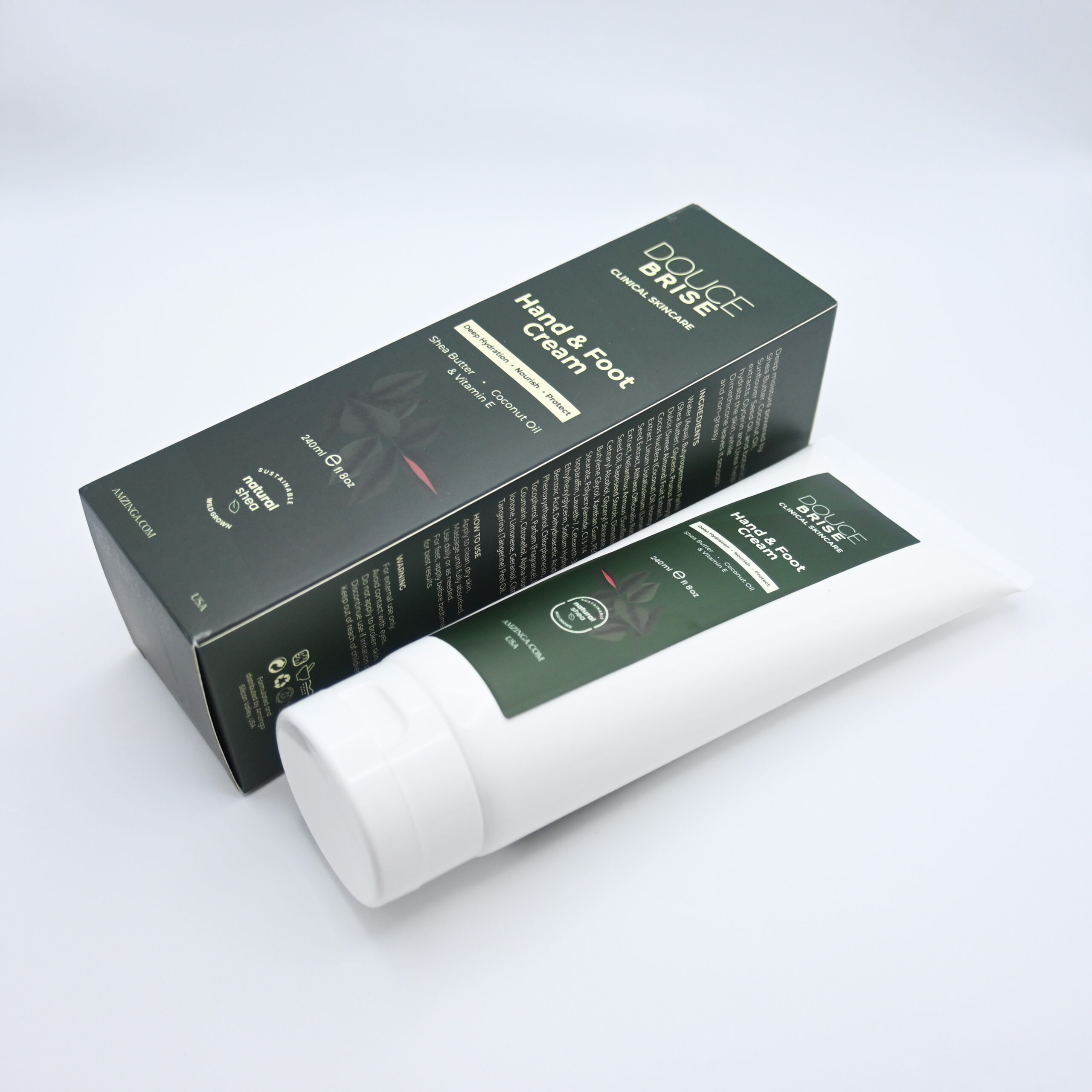 DOUCE BRISE Hand & Foot Cream – Clinical Skincare for Deep Hydration & Protection – Intensive Moisturizing Cream for Dry, Cracked Hands & Feet – Non-Greasy, Fast-Absorbing Formula for Rough Skin, Cracked Heels & Calluses – Salon Quality, Dermatologist Tested, Large 240 ml / 8 fl oz Tube – Luxury Gift for Women, Self-Care Essential for Family