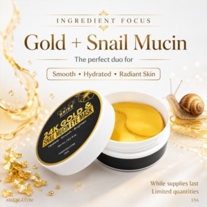DOUCE BRISE 24K Gold Snail Mucin Eye Mask – Under Eye Patches for Dark Circles, Puffy Eyes, Fine Lines, Hydrating & Brightening Skincare