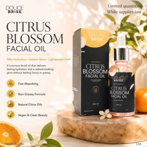 DOUCE BRISE Citrus Blossom Facial Oil – Spa Collection Silky & Fast-Absorbing Hydration – Lightweight Non-Greasy Face Oil for Glowing Skin, Daily Moisturizer for Dry Skin, Radiant Complexion Booster – Natural Citrus Oil, Fast-Absorbing, Silky Serum Texture – Clean Beauty, Vegan, Paraben-Free – Luxury Facial Oil Gift for Women (30ml / 1oz)
