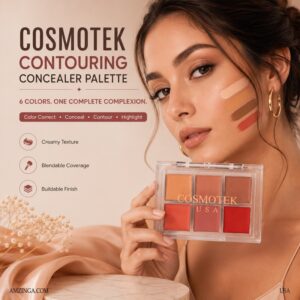 6 Colors Correcting Concealer Palette, Makeup Cream Contour Palette , Contouring Foundation Highlighting Concealer Palette For Conceals Dark Circles, Redness, Acne, Blemish – #4