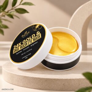 DOUCE BRISE 24K Gold Snail Mucin Eye Mask – Under Eye Patches for Dark Circles, Puffy Eyes, Fine Lines, Hydrating & Brightening Skincare