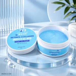 DOUCE BRISE Retinol Collagen Under Eye Gel Mask – Clinical Skincare to Hydrate, Firm & Brighten – Retinol & Collagen Under Eye Patches for Dark Circles, Puffy Eyes, Fine Lines & Wrinkles – Anti-Aging Firming Gel Mask for Even Skin Tone & Elasticity – Korean Beauty, Spa Quality Skincare, Large 150 mL / 5.0 fl oz Jar, Luxury Gift for Women