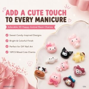 3D Nail Happy Animal Resin Charms