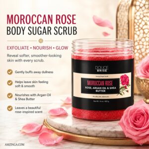 Exfoliating and Hydrating Body Sugar Scrub with Rose, Argan Oil & Shea Butter