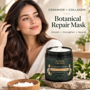 Bonita Crown Ceramide Collagen Botanical Repair Mask for Smooth, Strong, and Nourished Hair - 500ml